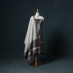 Lucknowi Chikankari Hand Work Unstitched Dress Material: Kurta & Dupatta with Jewellery 33
