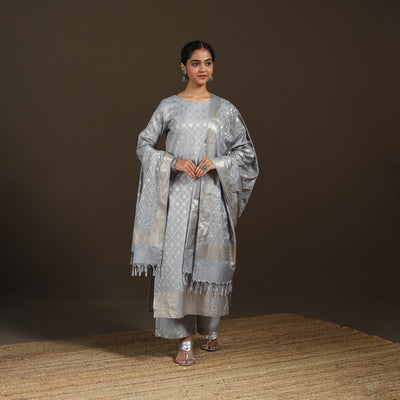 Banarasi Brocade Katan Silk Suit Set with Dupatta for Women 07