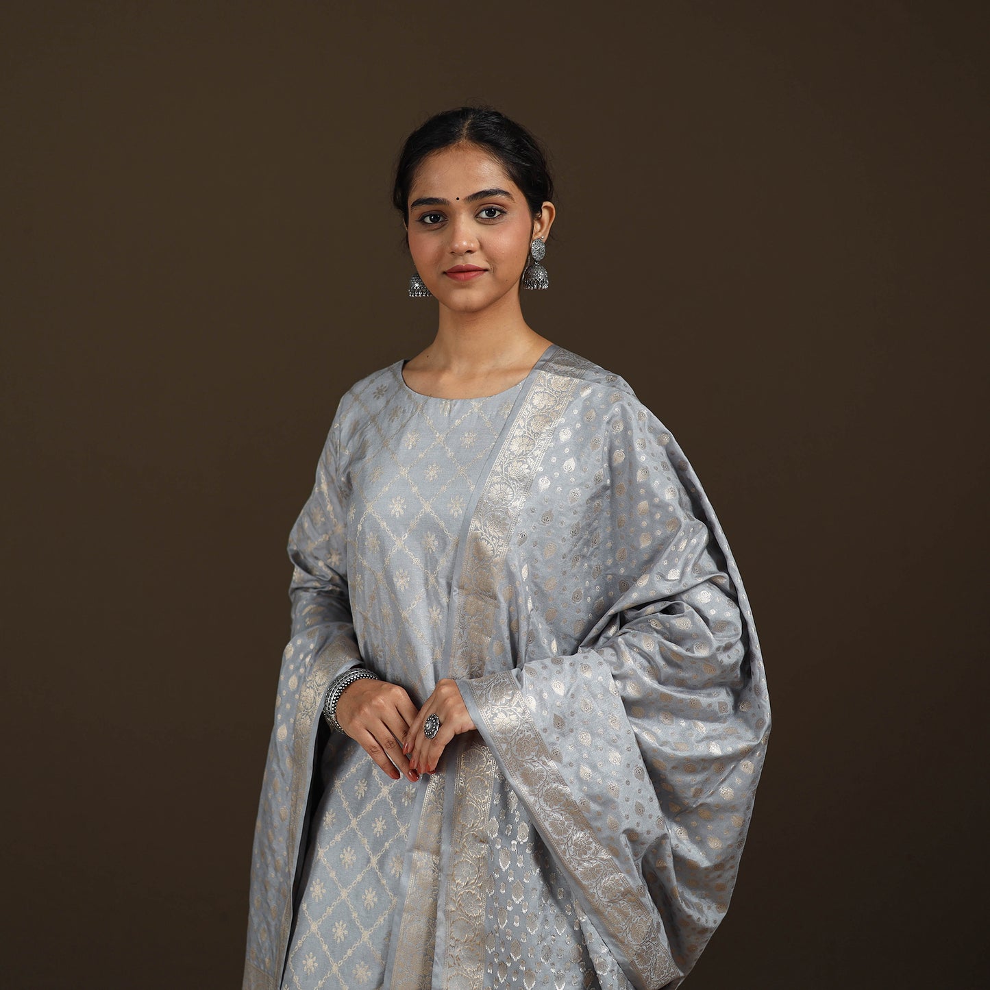 Banarasi Brocade Katan Silk Suit Set with Dupatta for Women 07