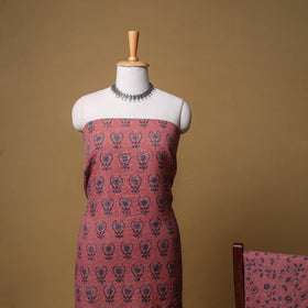 Woolen Ajrakh Hand Block Print Unstitched Dress Material: Kurta, Bottom with Dupatta 13