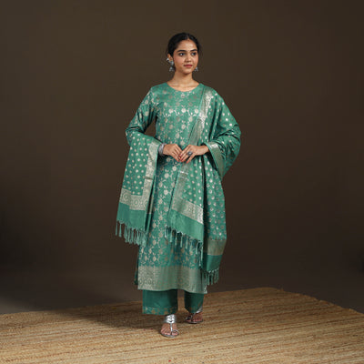 Banarasi Brocade Katan Silk Suit Set with Dupatta for Women 13