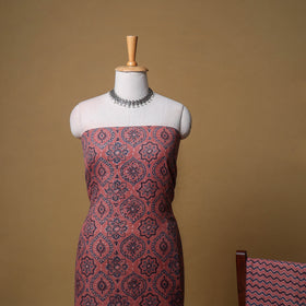 Woolen Ajrakh Hand Block Print Unstitched Dress Material: Kurta, Bottom with Dupatta 14