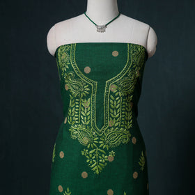 Lucknowi Chikankari Hand Work Unstitched Dress Material: Kurta & Dupatta with Jewellery 34