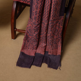 Woolen Ajrakh Hand Block Print Unstitched Dress Material: Kurta, Bottom with Dupatta 14