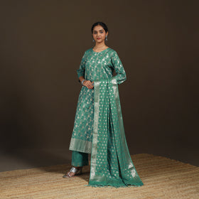 Banarasi Brocade Katan Silk Suit Set with Dupatta for Women 13