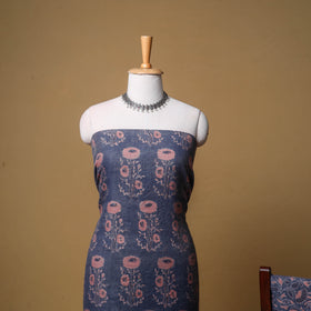 Woolen Ajrakh Hand Block Print Unstitched Dress Material: Kurta, Bottom with Dupatta 15