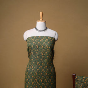 Woolen Ajrakh Hand Block Print Unstitched Dress Material: Kurta, Bottom with Dupatta 16