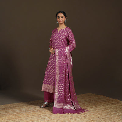 Banarasi Brocade Katan Silk Suit Set with Dupatta for Women 12