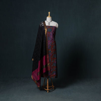 Lucknowi Chikankari Hand Work Unstitched Dress Material: Kurta & Dupatta with Jewellery 36