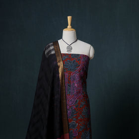 Lucknowi Chikankari Hand Work Unstitched Dress Material: Kurta & Dupatta with Jewellery 36