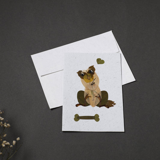 Dog - Handmade Paper Post Card with Envelope