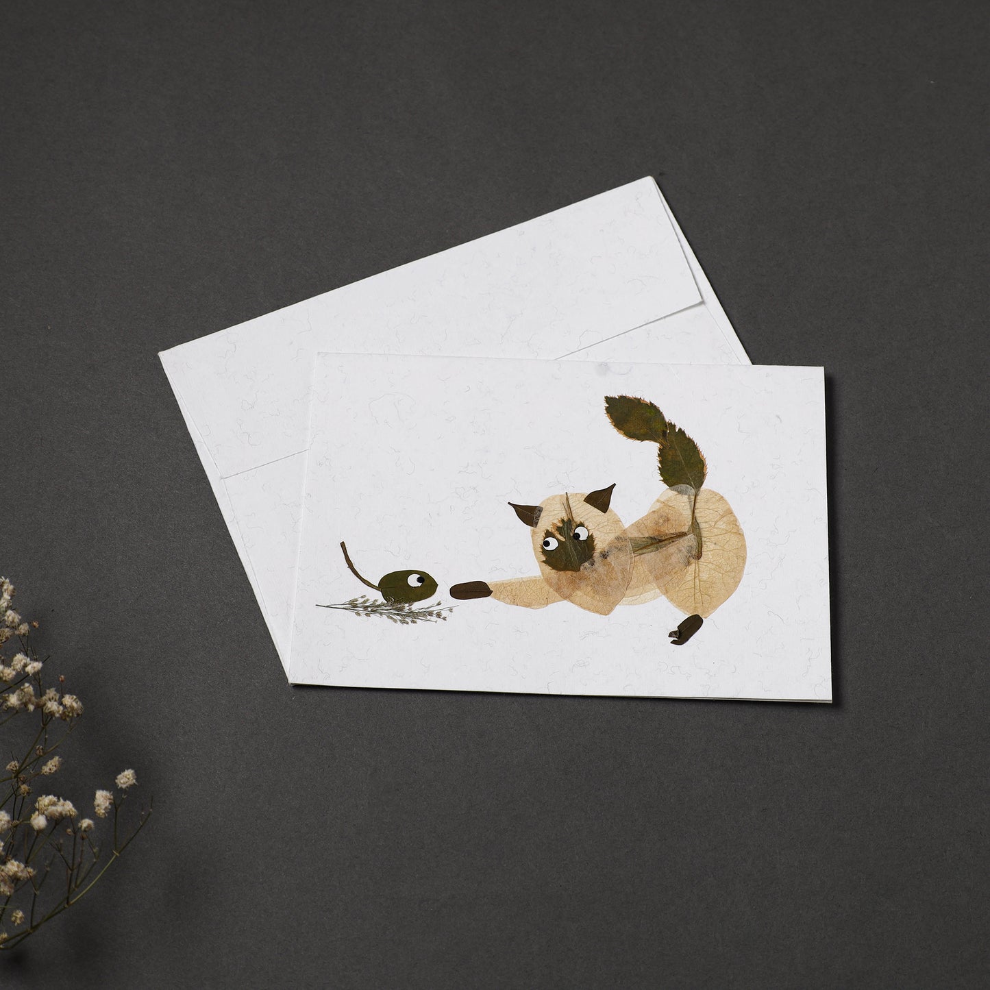 Cat - Handmade Paper Greeting Card with Envelope