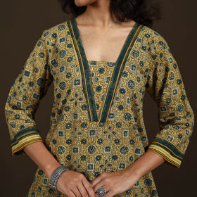 Ajrakh Hand Block Print Natural Dyed Cotton Straight Long Kurta for women 28