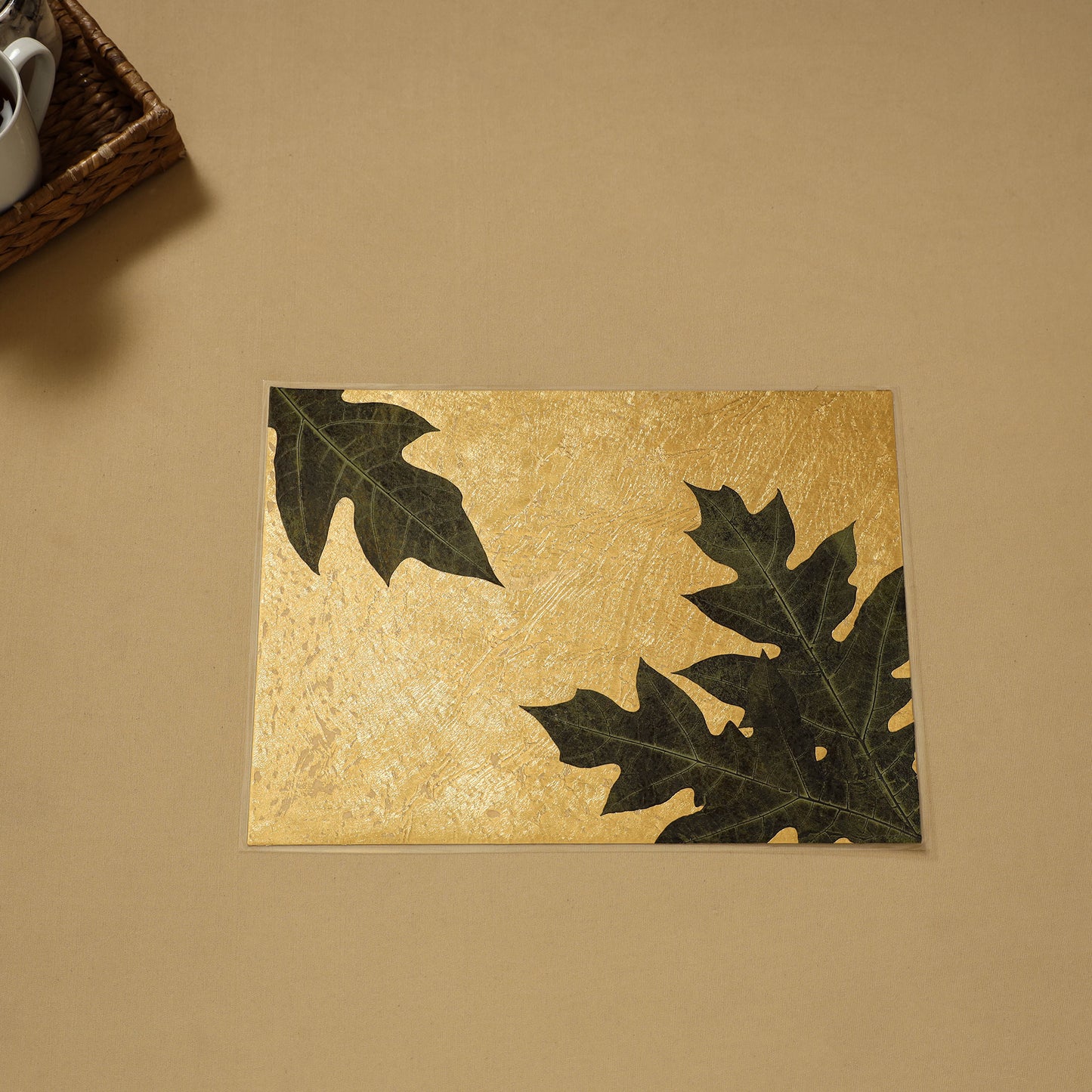 Gold - Papaya Leaf Art Work Tablemats (Set of 6)