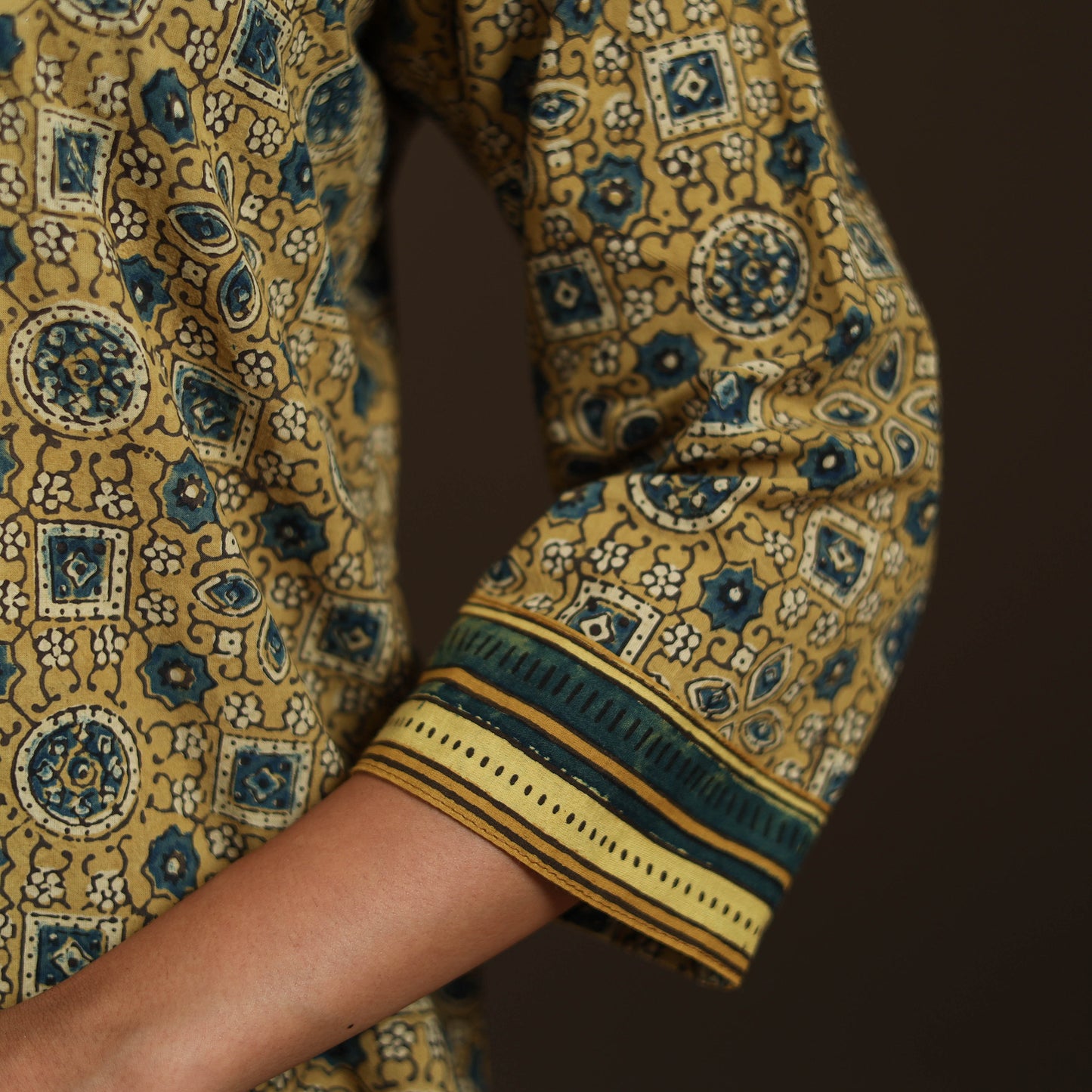 Ajrakh Hand Block Print Natural Dyed Cotton Straight Long Kurta for women 28