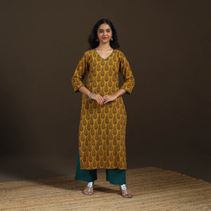 Ajrakh Hand Block Print Natural Dyed Cotton Thread Work Straight Long Kurta for women 09