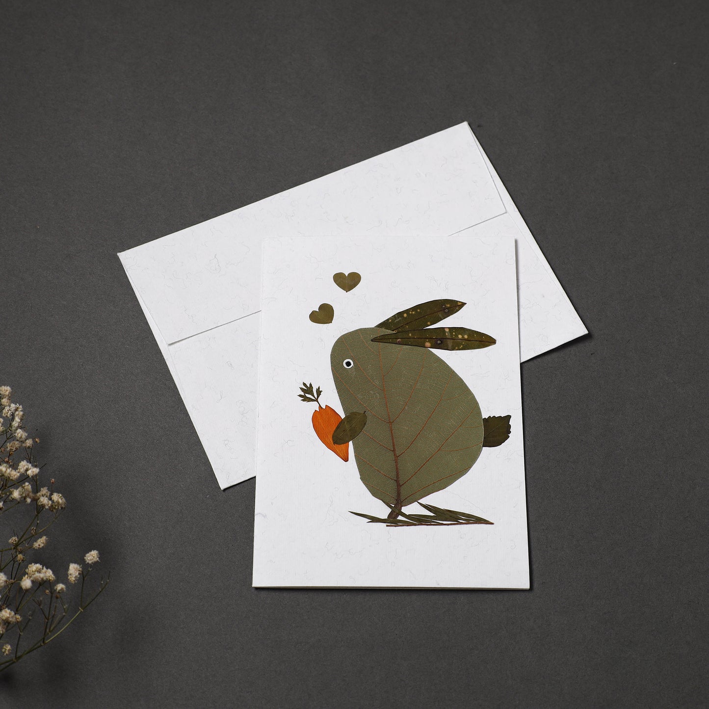 Rabbit - Handmade Paper Greeting Card with Envelope