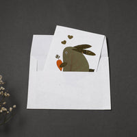 Rabbit - Handmade Paper Greeting Card with Envelope