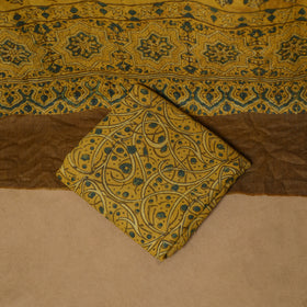 Woolen Ajrakh Hand Block Print Unstitched Dress Material: Kurta, Bottom with Dupatta 18