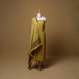 Woolen Ajrakh Hand Block Print Unstitched Dress Material: Kurta, Bottom with Dupatta 18
