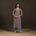 Ajrakh Hand Block Print Natural Dyed Cotton Straight Long Kurta for women 20