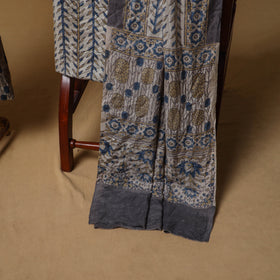 Beige - Woolen Ajrakh Hand Block Print Unstitched Dress Material: Kurta, Bottom with Dupatta 19