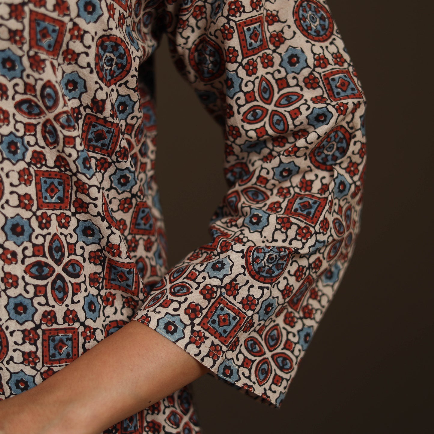 Ajrakh Hand Block Print Natural Dyed Cotton Straight Long Kurta for women 20