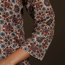 Ajrakh Hand Block Print Natural Dyed Cotton Straight Long Kurta for women 20