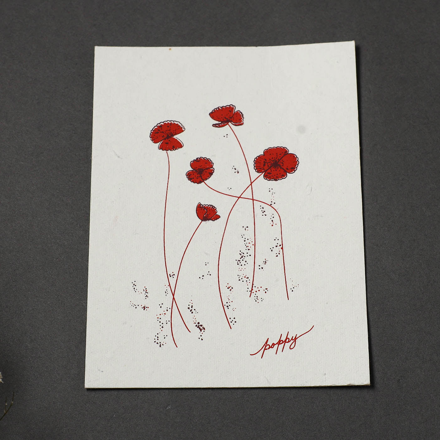 Poppy - Handmade Paper Post Card