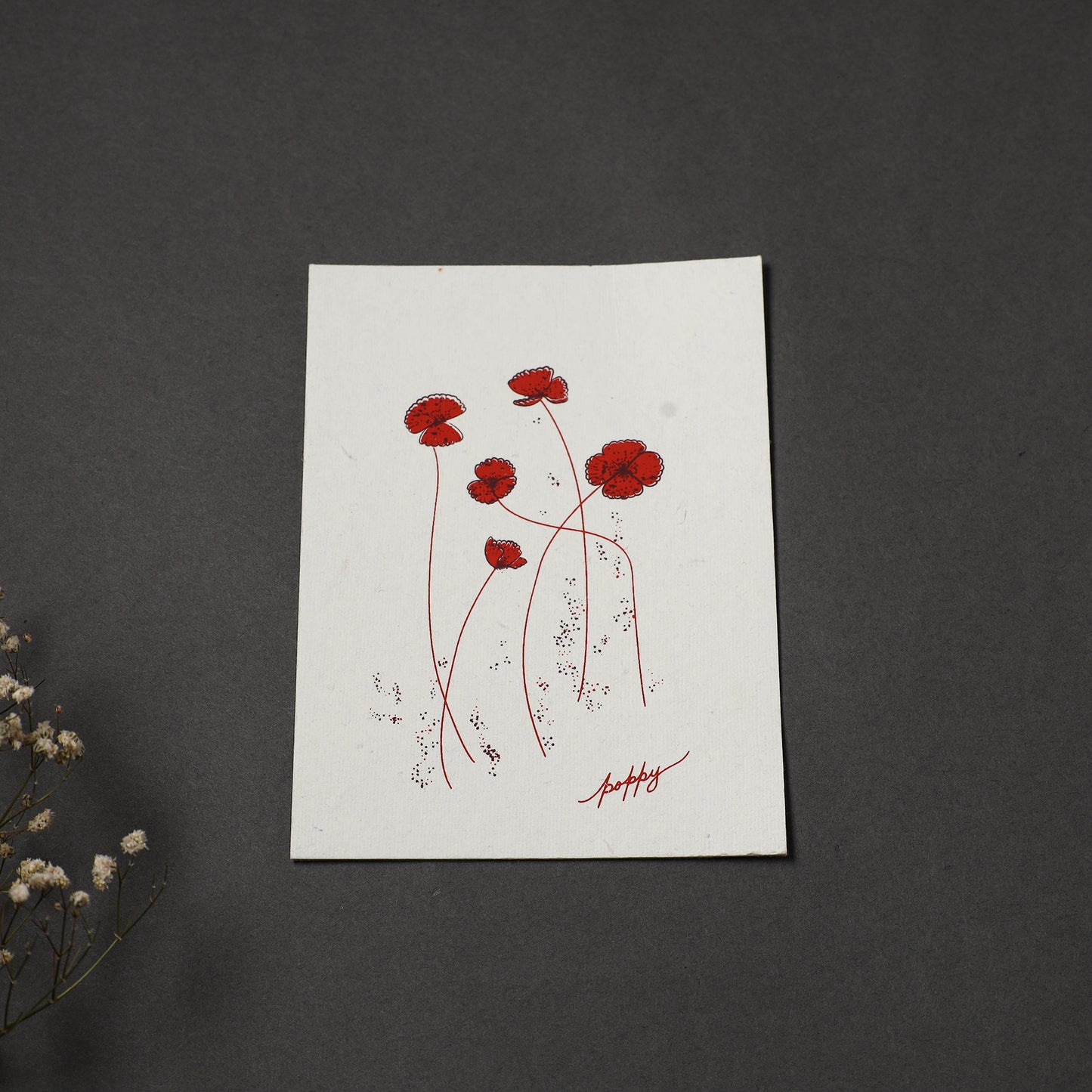 Poppy - Handmade Paper Post Card