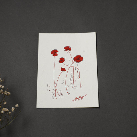 Poppy - Handmade Paper Post Card