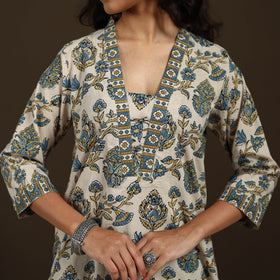 Ajrakh Hand Block Print Natural Dyed Cotton Straight Long Kurta for women 05