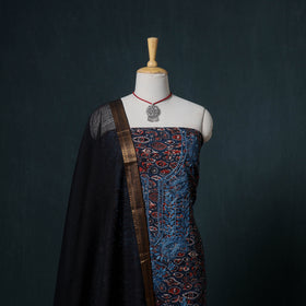 Lucknowi Chikankari Hand Work Unstitched Dress Material: Kurta & Dupatta with Jewellery 39
