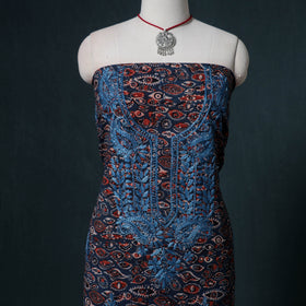 Lucknowi Chikankari Hand Work Unstitched Dress Material: Kurta & Dupatta with Jewellery 39