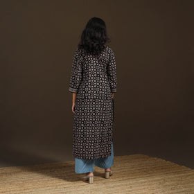 Ajrakh Hand Block Print Natural Dyed Cotton Straight Long Kurta for women 27