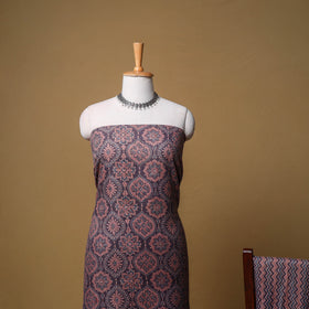 Woolen Ajrakh Hand Block Print Unstitched Dress Material: Kurta, Bottom with Dupatta 21