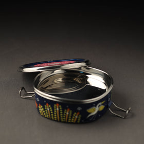 Odisha Pattachitra Handpainted Stainless Steel Chakra Lunch Box (6 x 6 in)