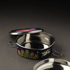 Odisha Pattachitra Handpainted Stainless Steel Chakra Lunch Box (6 x 6 in)