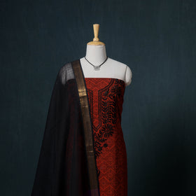 Lucknowi Chikankari Hand Work Unstitched Dress Material: Kurta & Dupatta with Jewellery 40