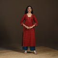 Ajrakh Hand Block Print Natural Dyed Cotton Straight Long Kurta for women 29