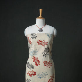 Ajrakh Block Print Natural Dyed Cotton Unstitched Dress Material: Kurta & Dupatta with Jewellery 02