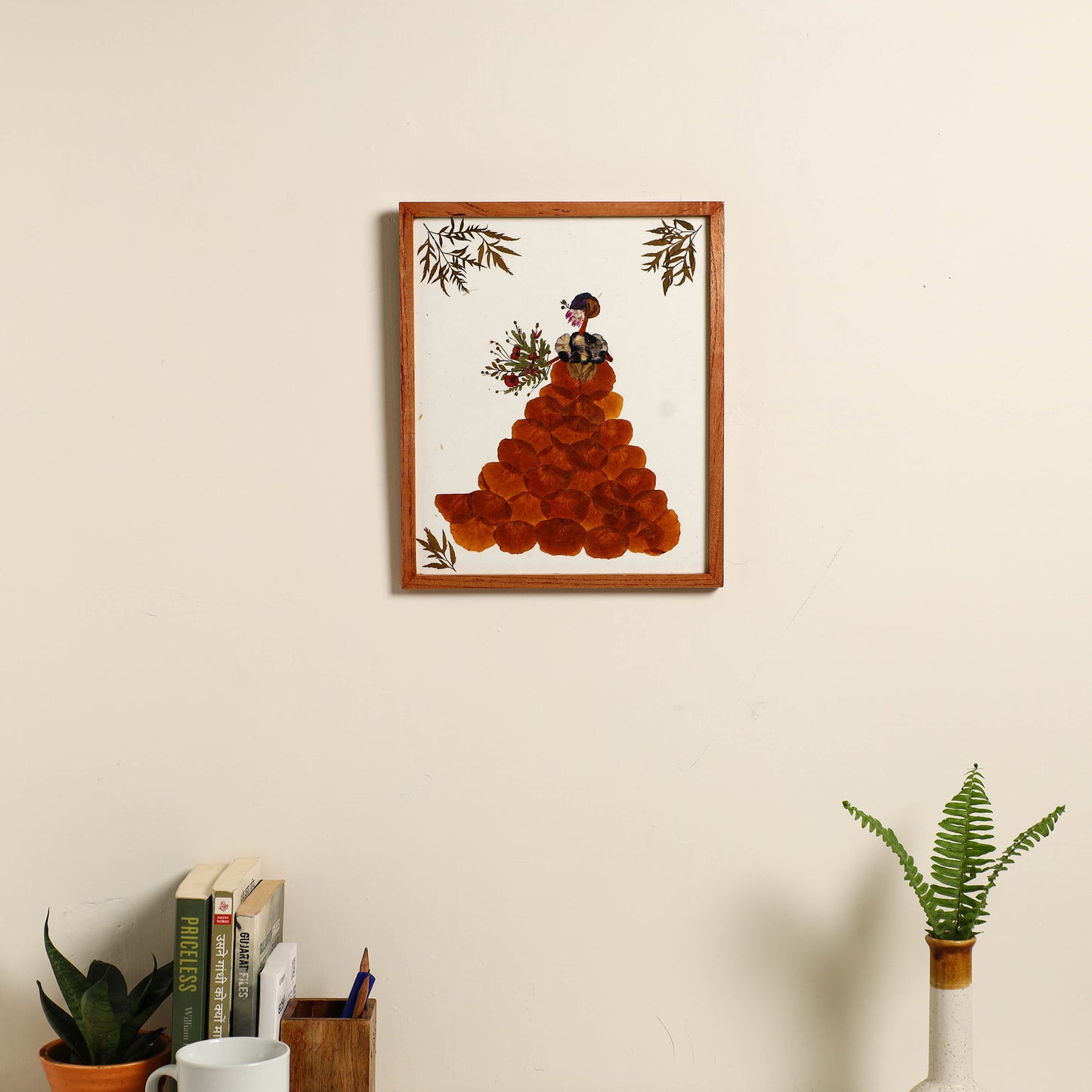 Dancing Girl - Flower Art Work Wooden Wall Frame (12.5 x 10 in)