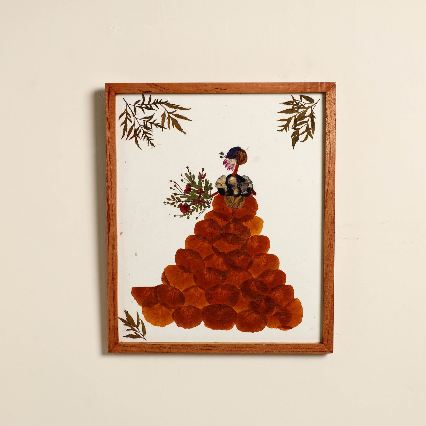 Dancing Girl - Flower Art Work Wooden Wall Frame (12.5 x 10 in)