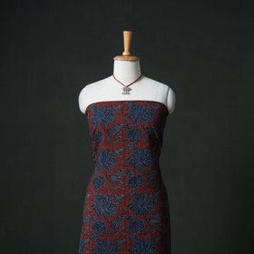 Ajrakh Block Print Natural Dyed Cotton Unstitched Dress Material: Kurta & Dupatta with Jewellery 03