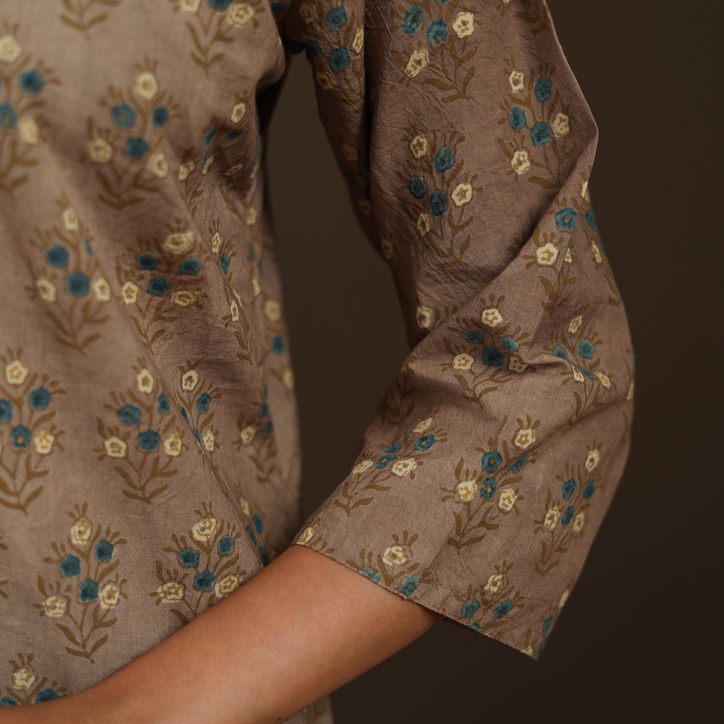 Ajrakh Hand Block Print Natural Dyed Cotton Straight Long Kurta for women 12