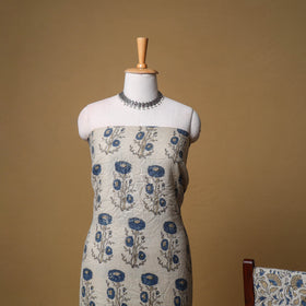 Woolen Ajrakh Hand Block Print Unstitched Dress Material: Kurta, Bottom with Dupatta 24