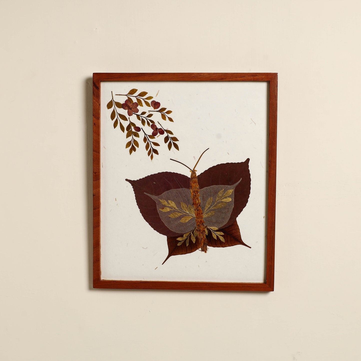 Butterfly - Flower Art Work Wooden Wall Frame (12.5 x 10 in)