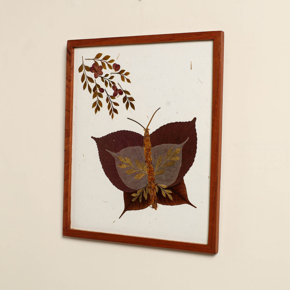 Butterfly - Flower Art Work Wooden Wall Frame (12.5 x 10 in)