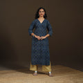 Ajrakh Hand Block Print Natural Dyed Cotton Straight Long Kurta for women 15