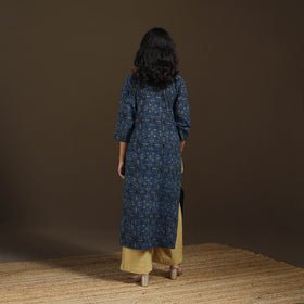Ajrakh Hand Block Print Natural Dyed Cotton Straight Long Kurta for women 15